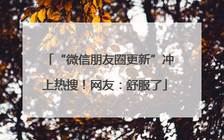 “微信朋友圈更新”冲上热搜！网友：舒服了