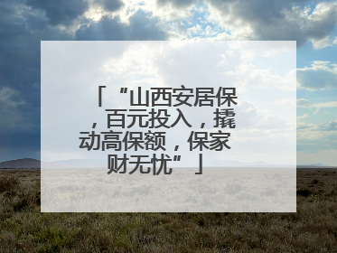 “山西安居保，百元投入，撬动高保额，保家财无忧”