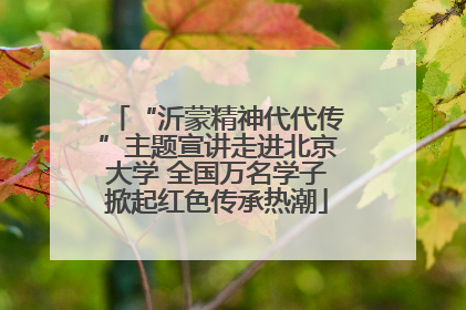 “沂蒙精神代代传”主题宣讲走进北京大学 全国万名学子掀起红色传承热潮
