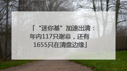 “迷你基”加速出清：年内117只谢幕，还有1655只在清盘边缘