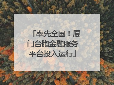 率先全国！厦门台胞金融服务平台投入运行