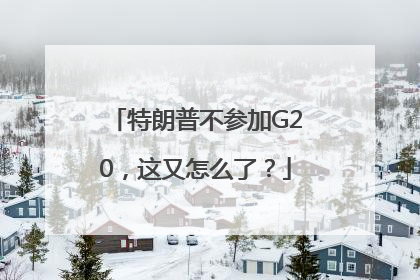 特朗普不参加G20，这又怎么了？