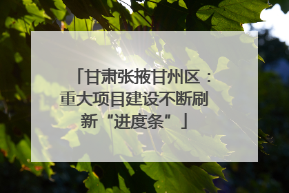甘肃张掖甘州区：重大项目建设不断刷新“进度条”