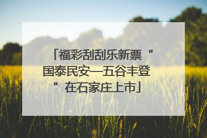 福彩刮刮乐新票“国泰民安—五谷丰登”在石家庄上市
