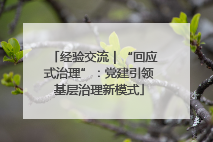 经验交流｜“回应式治理”：党建引领基层治理新模式