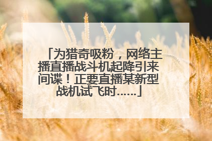为猎奇吸粉，网络主播直播战斗机起降引来间谍！正要直播某新型战机试飞时……