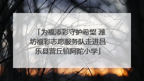 为福添彩守护希望 潍坊福彩志愿服务队走进昌乐县营丘镇阿陀小学