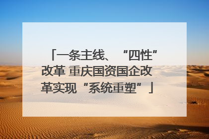 一条主线、“四性”改革 重庆国资国企改革实现“系统重塑”