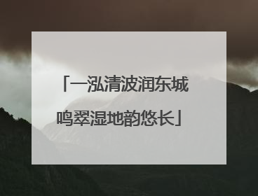 一泓清波润东城 鸣翠湿地韵悠长