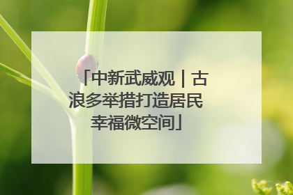 中新武威观｜古浪多举措打造居民幸福微空间