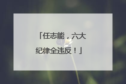 任志能，六大纪律全违反！