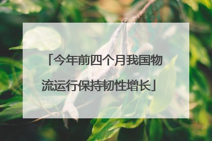 今年前四个月我国物流运行保持韧性增长