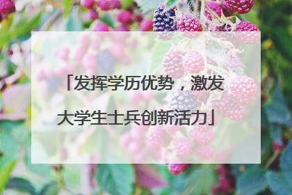 发挥学历优势，激发大学生士兵创新活力