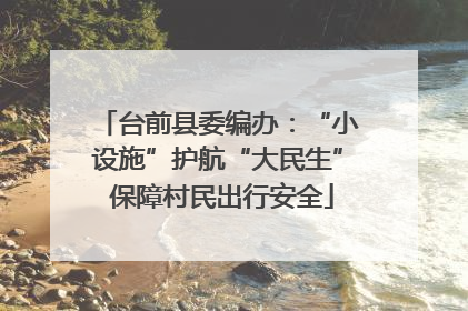 台前县委编办：“小设施”护航“大民生” 保障村民出行安全