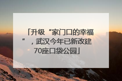 升级“家门口的幸福”，武汉今年已新改建70座口袋公园