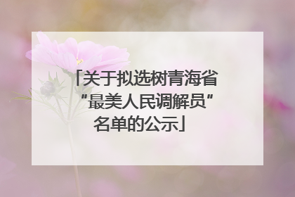 关于拟选树青海省“最美人民调解员” 名单的公示