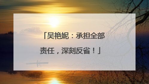 吴艳妮：承担全部责任，深刻反省！