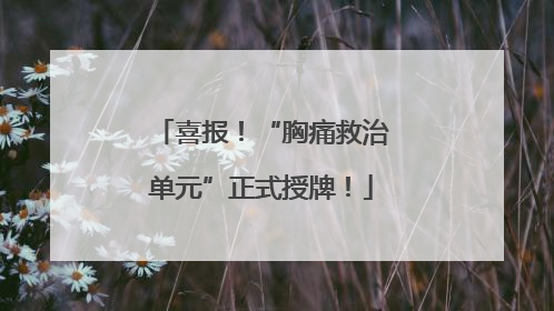 喜报！“胸痛救治单元”正式授牌！