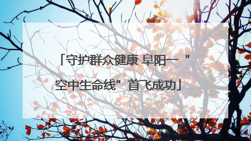 守护群众健康 阜阳一“空中生命线”首飞成功