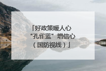 好政策暖人心 “孔雀蓝”增信心（国防视线）
