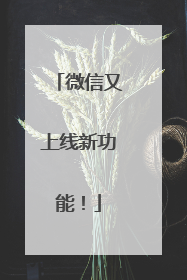 微信又上线新功能！