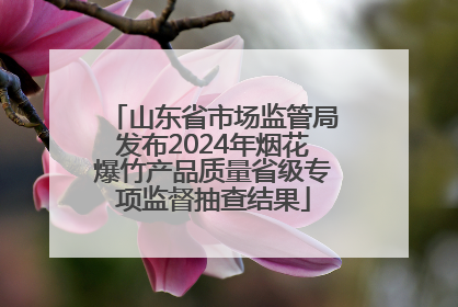 山东省市场监管局发布2024年烟花爆竹产品质量省级专项监督抽查结果