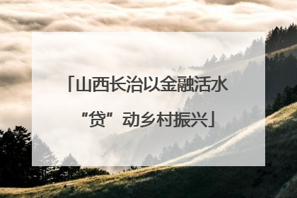 山西长治以金融活水“贷”动乡村振兴