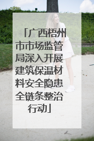 广西梧州市市场监管局深入开展建筑保温材料安全隐患全链条整治行动