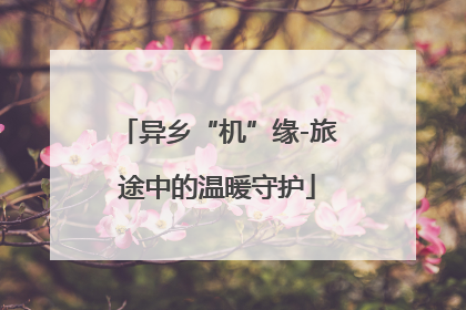 异乡“机”缘-旅途中的温暖守护