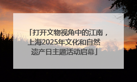打开文物视角中的江南，上海2025年文化和自然遗产日主题活动启幕