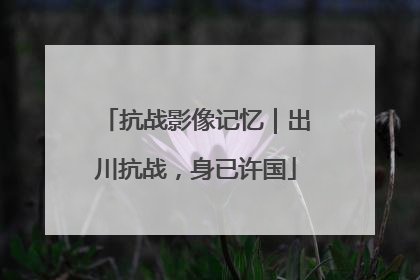 抗战影像记忆｜出川抗战，身已许国