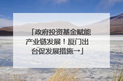 政府投资基金赋能产业链发展！厦门出台促发展措施→