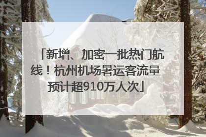 新增、加密一批热门航线！杭州机场暑运客流量预计超910万人次
