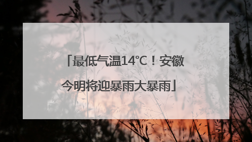 最低气温14℃！安徽今明将迎暴雨大暴雨