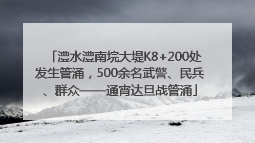 澧水澧南垸大堤K8+200处发生管涌，500余名武警、民兵、群众——通宵达旦战管涌