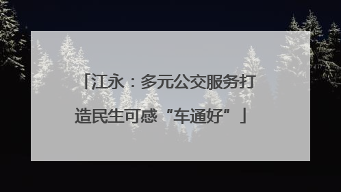 江永:多元公交服务打造民生可感“车通好”