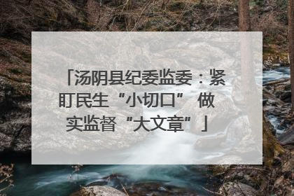 汤阴县纪委监委：紧盯民生“小切口” 做实监督“大文章”