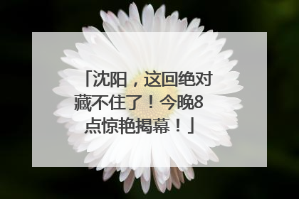 沈阳，这回绝对藏不住了！今晚8点惊艳揭幕！