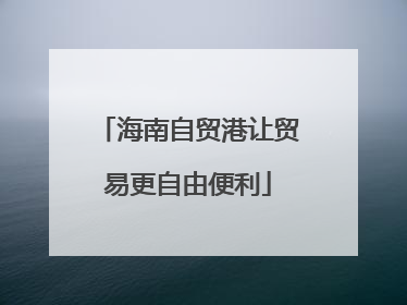 海南自贸港让贸易更自由便利