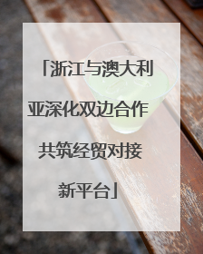 浙江与澳大利亚深化双边合作 共筑经贸对接新平台