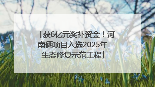 获6亿元奖补资金！河南俩项目入选2025年生态修复示范工程