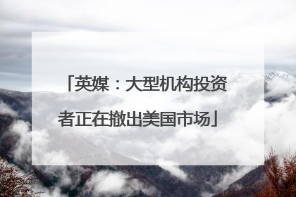 英媒：大型机构投资者正在撤出美国市场