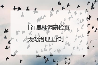 许昆林调研检查太湖治理工作