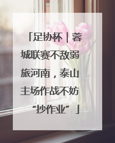 足协杯｜蓉城联赛不敌弱旅河南，泰山主场作战不妨“抄作业”