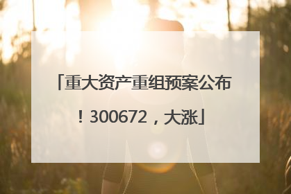 重大资产重组预案公布！300672，大涨