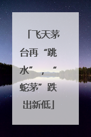 飞天茅台再“跳水”，“蛇茅”跌出新低