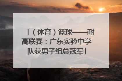 （体育）篮球——耐高联赛：广东实验中学队获男子组总冠军