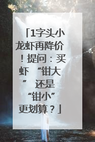 1字头小龙虾再降价！提问：买虾 “钳大” 还是 “钳小” 更划算？
