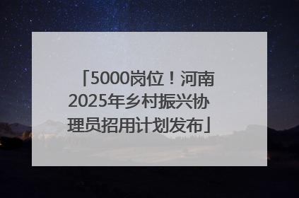 5000岗位！河南2025年乡村振兴协理员招用计划发布
